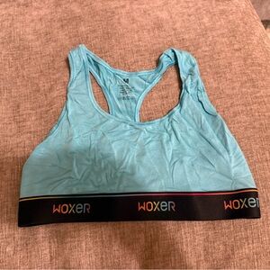 Woxer Seamless Aqua Sports Bra with Black Band
